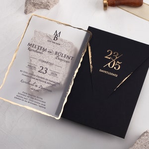 Black and Gold Acrylic Wedding Invitation