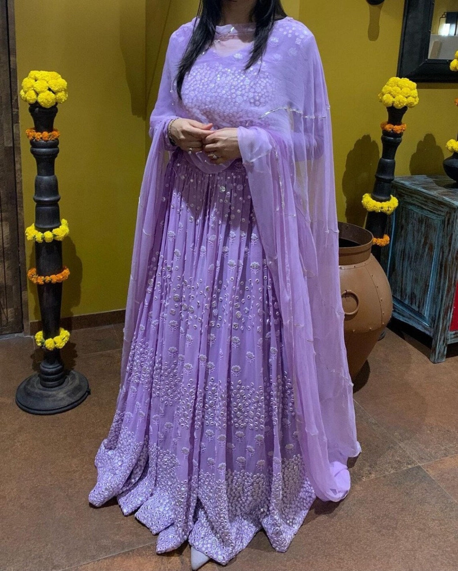 violet indian dress