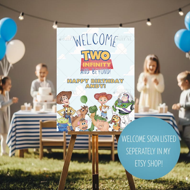 Editable Two Infinity and Beyond Invitation Toy Story Birthday Invite Digital Download 2nd Birthday Party Buzz Lightyear Woody Space Theme image 3