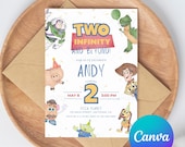 Editable Two Infinity and Beyond Invitation Toy Story Birthday Invite Digital Download 2nd Birthday Party Buzz Lightyear Woody Space Theme