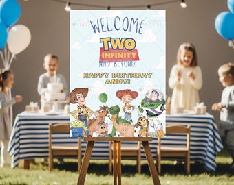 TWO Infinity Birthday Welcome Sign Editable Toy Story Kids Birthday Template Editable Printable Digital Download Birthday, Kid Party,2