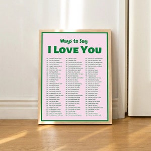 I Love You Wall Print, Digital Download Print, Retro Wall Decor, Large Printable Art, Downloadable Prints, Ways to Say I Love You