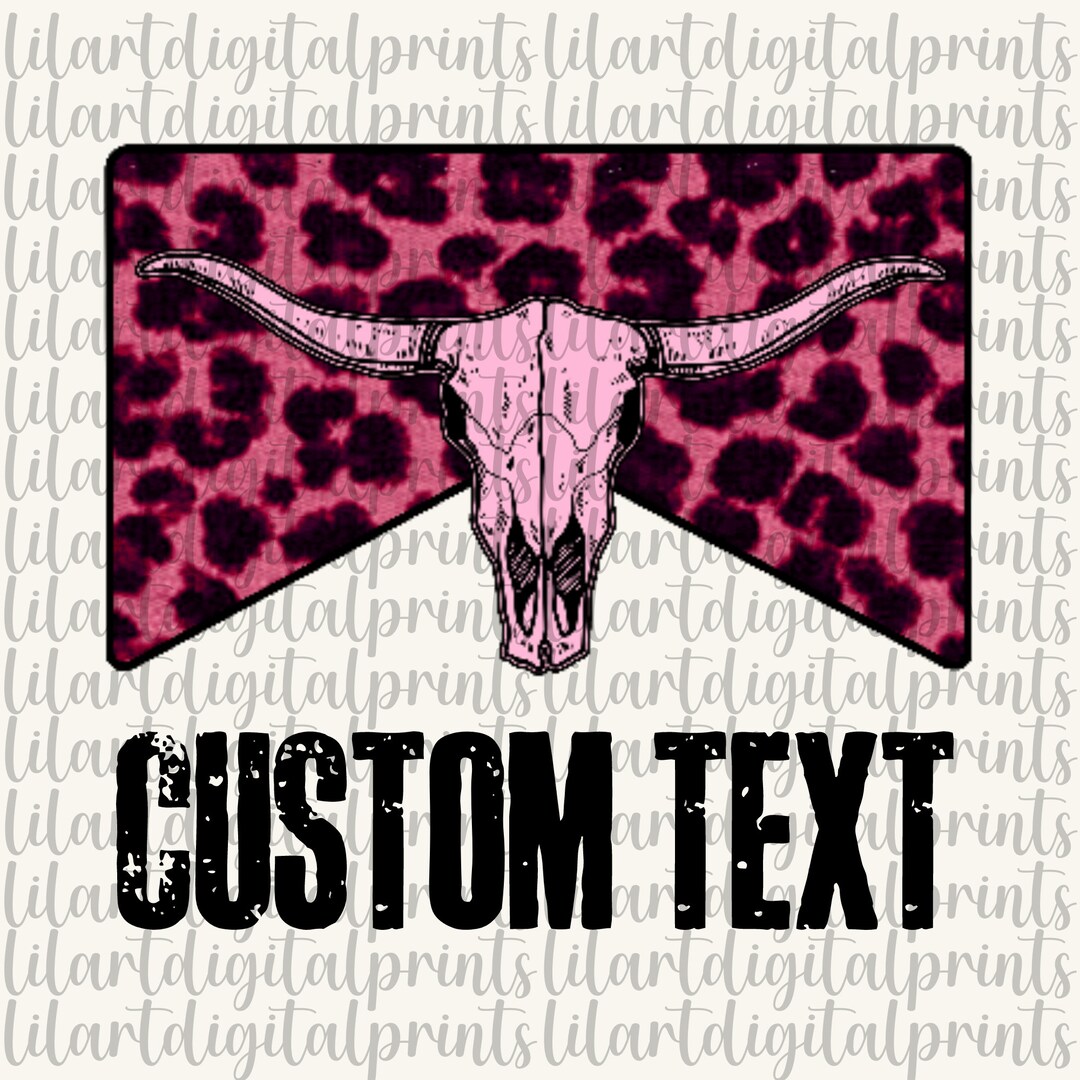 Pink Leopard Print Bull Skull PNG Digital Download, Pink Bull Skull