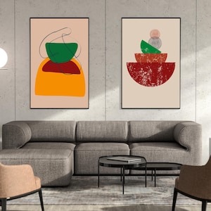 Set Of 2 Prints, Abstract Wall Art, Minimalist Prints, Modern Art, Geometric Printable Wall Art, Neutral Print, Set Of 2 Bedroom Wall Art