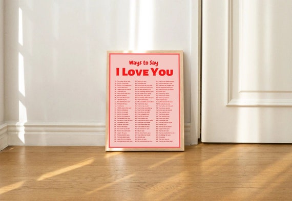 Retro I Love You Wall Art Print, Colorful Bedroom Decor (Digital Download)
