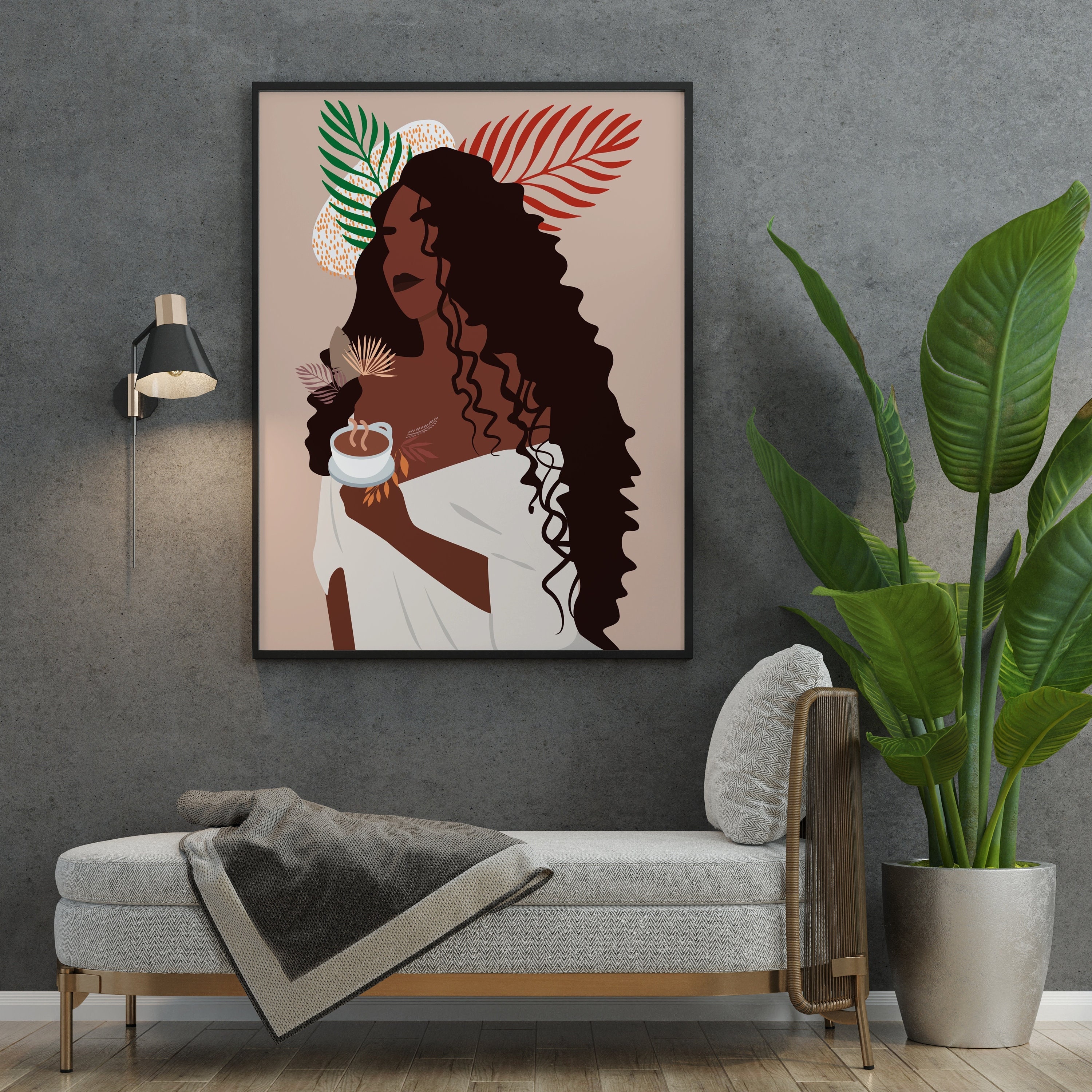 Designart Ethnic Geometric Silhouette of African American II Modern Framed  Canvas Wall Art Print - Bed Bath & Beyond - 33703819