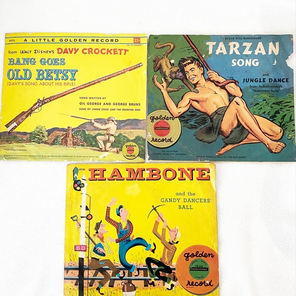 Records 1950s Children’s 78 RPM Records With Sleeves Vintage Set Of Three