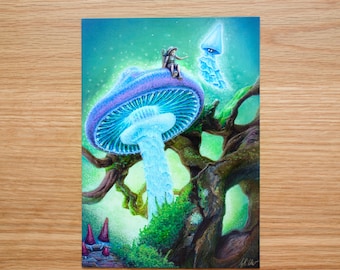 Las grzybów: Fantastyczny wydruk w stylu fantasy (5x7 cali)