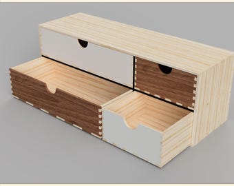 Drawer organizer - Laser files DXF SVG AI LBRN2 | Workshop cabinet, desk cabinet, jewelry cabinet | Material 3mm