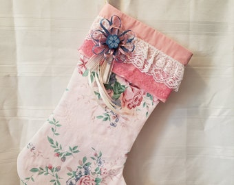 Details about   SIMPLY SHABBY CHIC CHRISTMAS STOCKING PINK VELVET WTH SILVER TOP AND CROWN 