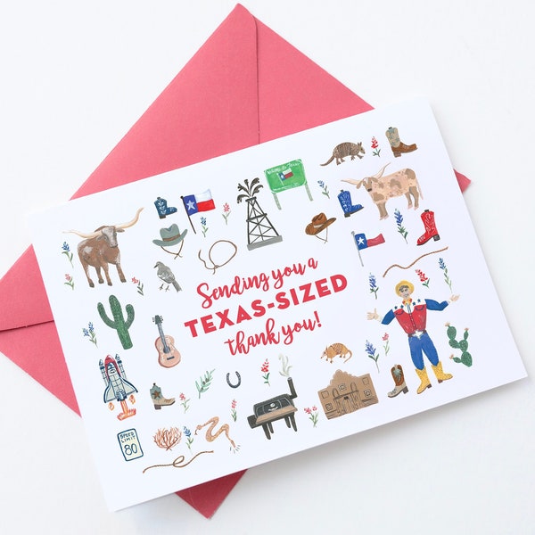 Texas-Sized Thank you - Printable Downloadable Texas-themed Thank You Card