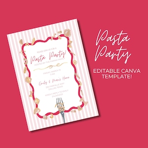 Pasta Party Invitation, Editable Italian Pasta Party Canva Template, That&#39;s Amore Party
