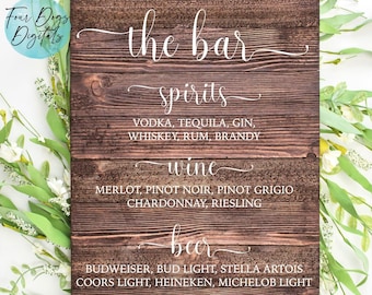 Bar Menu svg, Wedding svg, Reception Bar svg, Wedding Sign svg, The Bar svg, Wedding bar svg pdf png instant download printable or Cut File