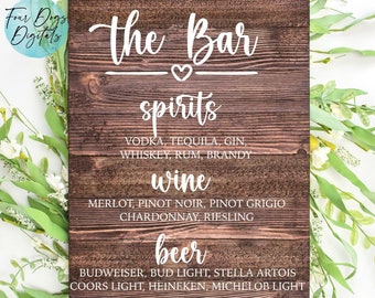 Bar Menu svg, Wedding svg, Reception Bar svg, Wedding Sign svg, The Bar svg, Wedding bar svg pdf png instant download printable or Cut File