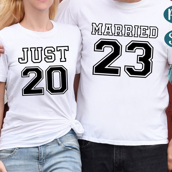 Just Married 2023 SVG |  Newlyweds SVG | Honeymoon shirt svg | Bride groom shirt svg |  Wedding Cut File Digital Download