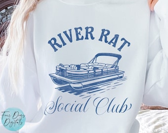 River Rat PNG pontoon png, River Rat Social Club png lake png river shirt png River floatin png trendy summer png distressed pontoon png