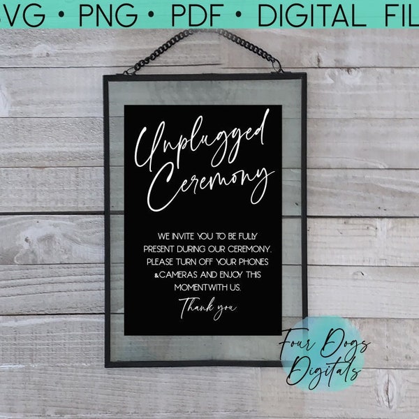 Unplugged Ceremony SVG | Unplugged wedding SVG | Wedding sign SVG | Wedding sign svg png | Digital download