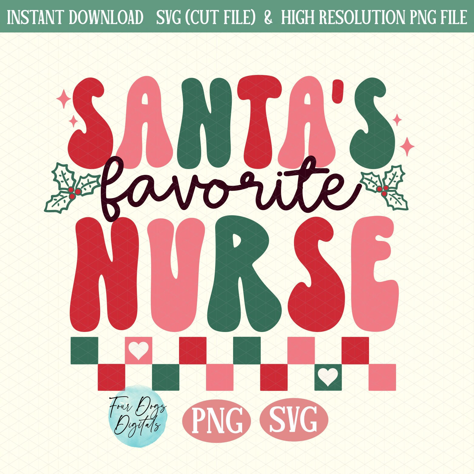 Infirmière préférée du père Noël SVG, infirmière de Noël PNG SVG, infirmière tendance svg, infirmière rétro Svg, infirmière chemise Noël svg