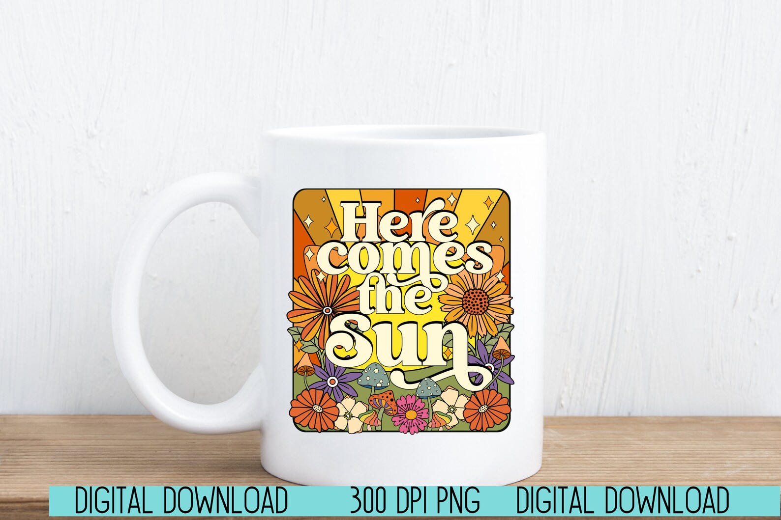 Here Comes the Sun Png 70's Png 70's Retro Png Boho - Etsy