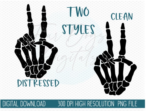 Skeleton Peace Sign PNG, svg, Distressed skeleton Peace sign PNG, Peace sign png, skeleton png svg, distressed and clean digital download