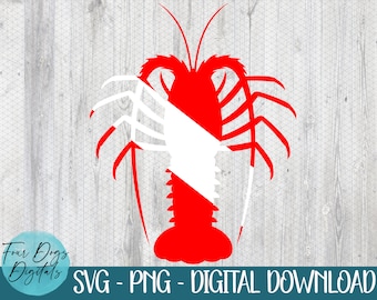 Lobster Dive Flag Svg, Dive Flag SVG, Spiny Lobster SVG Png, Lobster SVG, mini season svg, scuba diving svg, fishing svg