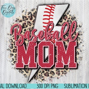Baseball mom PNG, Baseball mama png, Baseball png, baseball mom bleached shirt design, baseball sublimation file, leopard bolt baseball png
