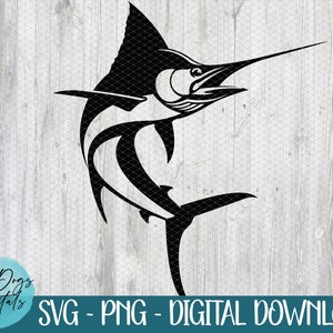 Marlin SVG PNG, Marlin Fisch svg, Hochseeangeln svg, Boot svg, Angeln svg, Fisch svg