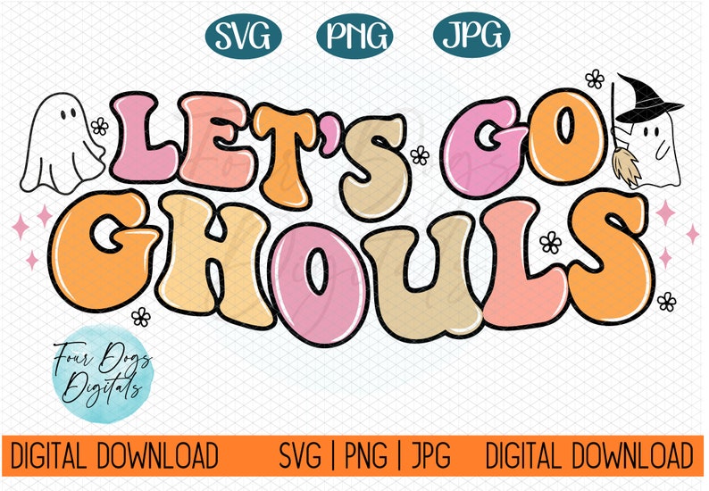 Let's go Ghouls Svg Png, Pastel Halloween PNG, Cute halloween svg, halloween shirt svg, halloween sublimation png, trendy halloween svg image 2
