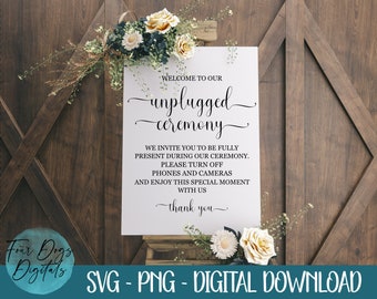 Unplugged Ceremony SVG | Unplugged wedding SVG | Wedding sign SVG | Wedding sign svg png | Unplugged Ceremony cut file Digital download