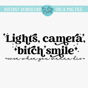 Luces Cámara Perra Sonrisa SVG PNG, Swift SVG, corazón roto svg, icdiwabh svg, ttpd png, Poetas torturados svg descarga instantánea