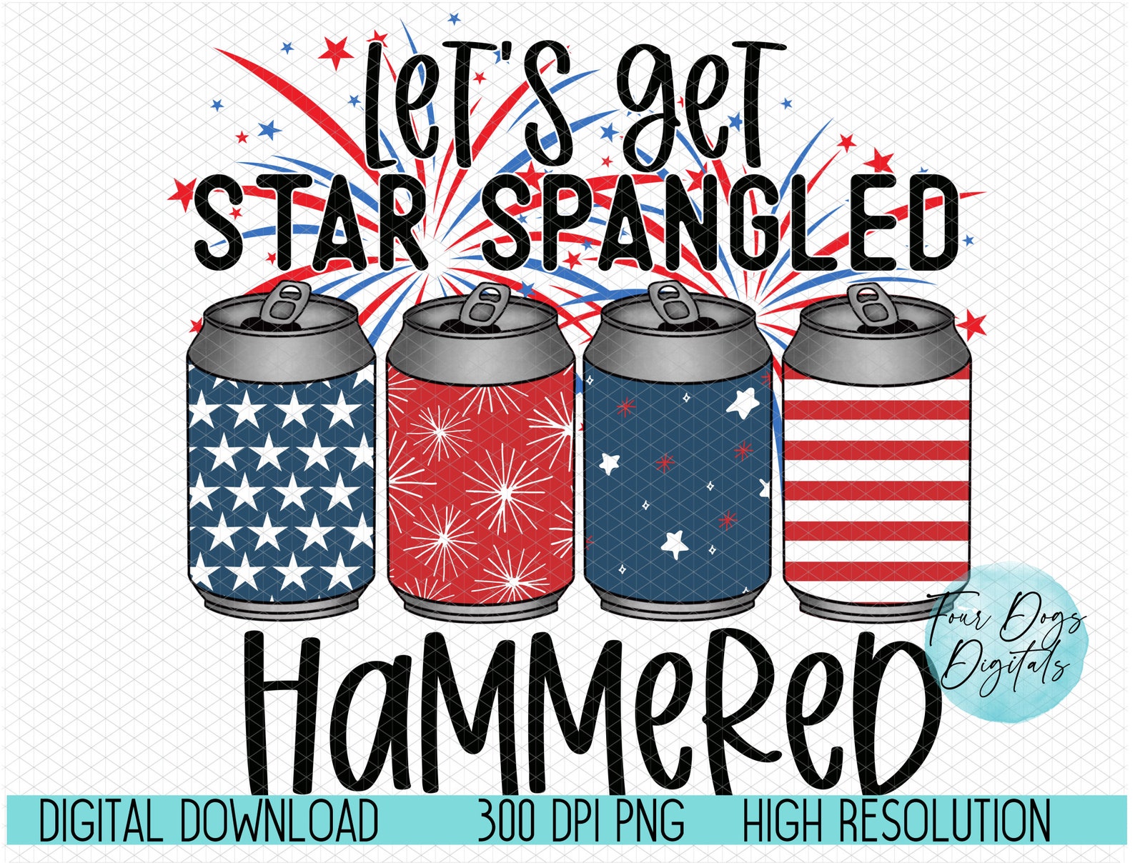 Star Spangled Hammered PNG, Beer Can Png, July 4th Png, Patriotic Png ...