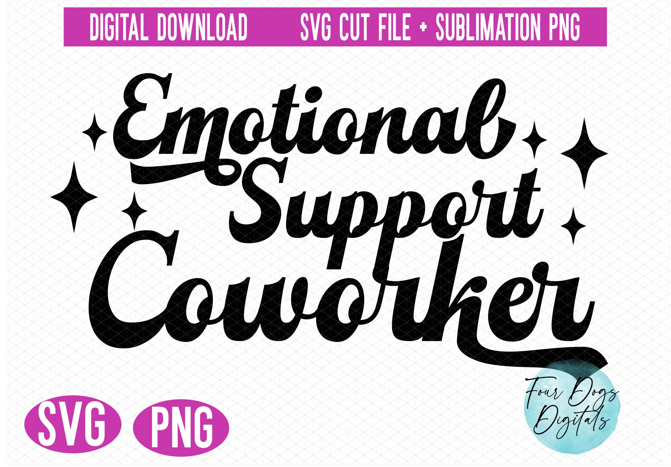 Emotional Support Co-Worker Sticker, 3 x 2.83 in – Jenny Provo Designs