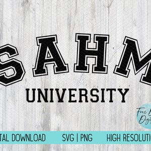 K&ouml;nnte beinhalten: Schwarzwei&szlig;es Grafikdesign mit dem Text "SAHM UNIVERSITY".
