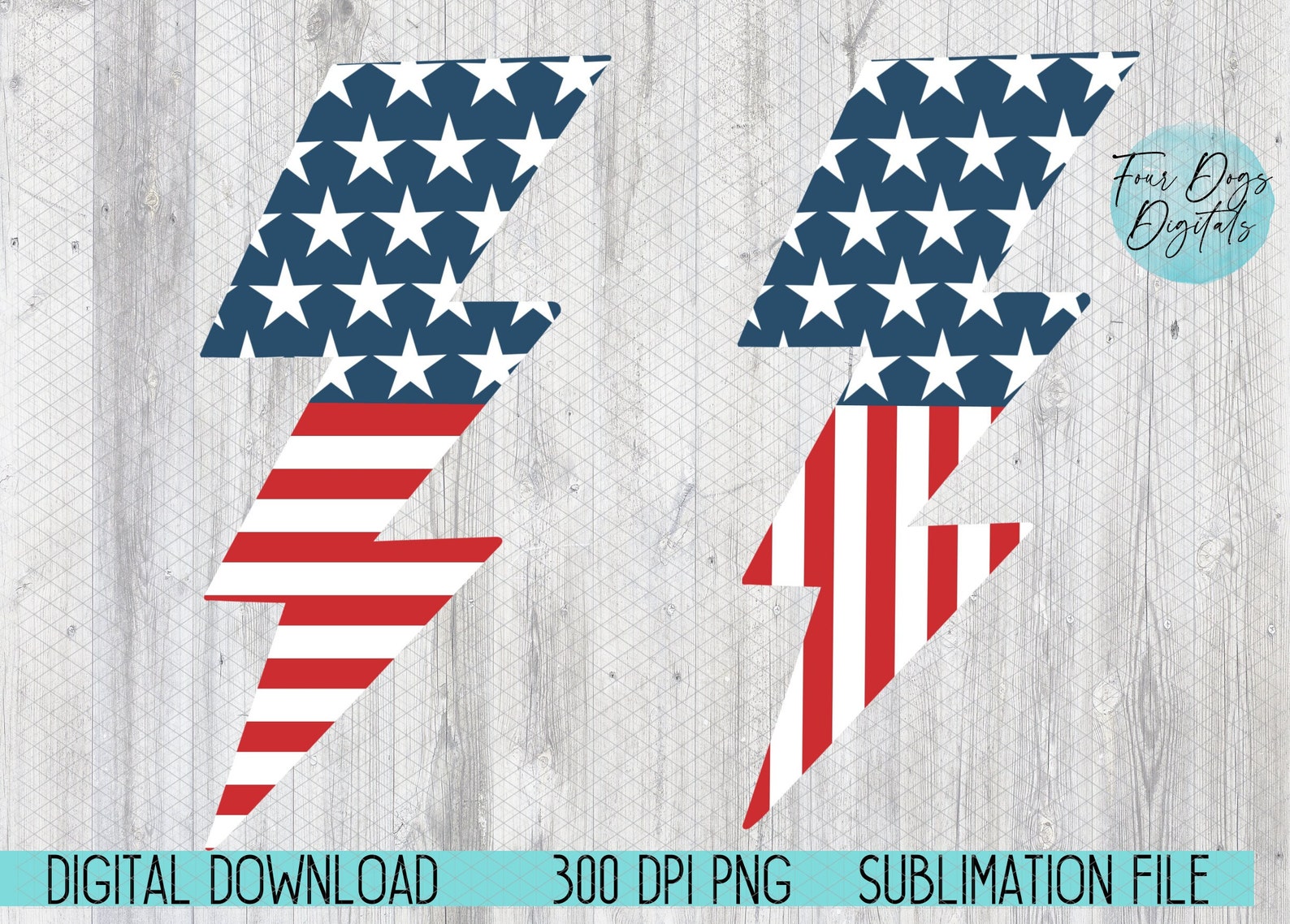 American Flag Lightning Bolt PNG Bundle July 4th Png Etsy