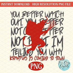 Krampus PNG, Krampus is coming to Town Png, Krampusnacht png, Merry Creepmas, Krampus PNG digital download