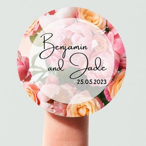 Personalized wedding stickers | Custom name labels  | Save the date | Custom stickers | Peony Floral wedding | Favor labels | Envelope seal