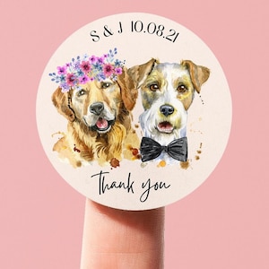 Dog wedding stickers | Custom wedding label | Wedding favor labels | Personalized wedding envelope seal | Custom name | Save the date