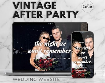 Burgundy Wedding Website Canva • Vintage After Party Template • Non Traditional Digital RSVP • Anti Bride Retro Evite • Flash Photography