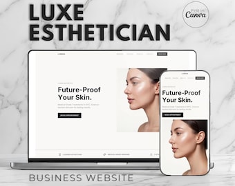 Luxe Esthetician Website Template Canva • Med Spa Web Design • Skincare Clinic Landing Page • Nurse Injector Site • Dermatology Booking