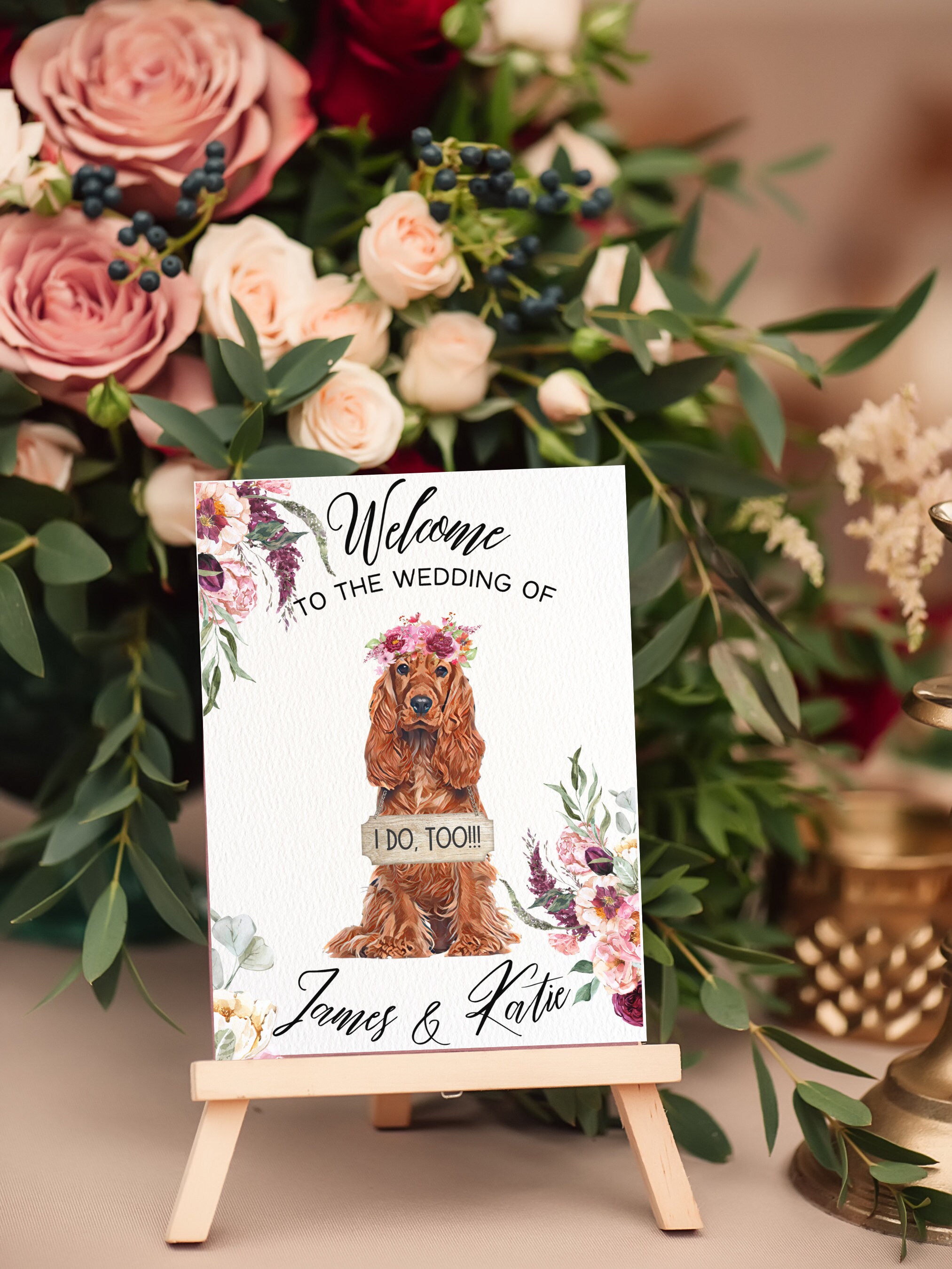 Dog Wedding Welcome Sign Wedding Dog Sign A4 Custom Dog - Etsy