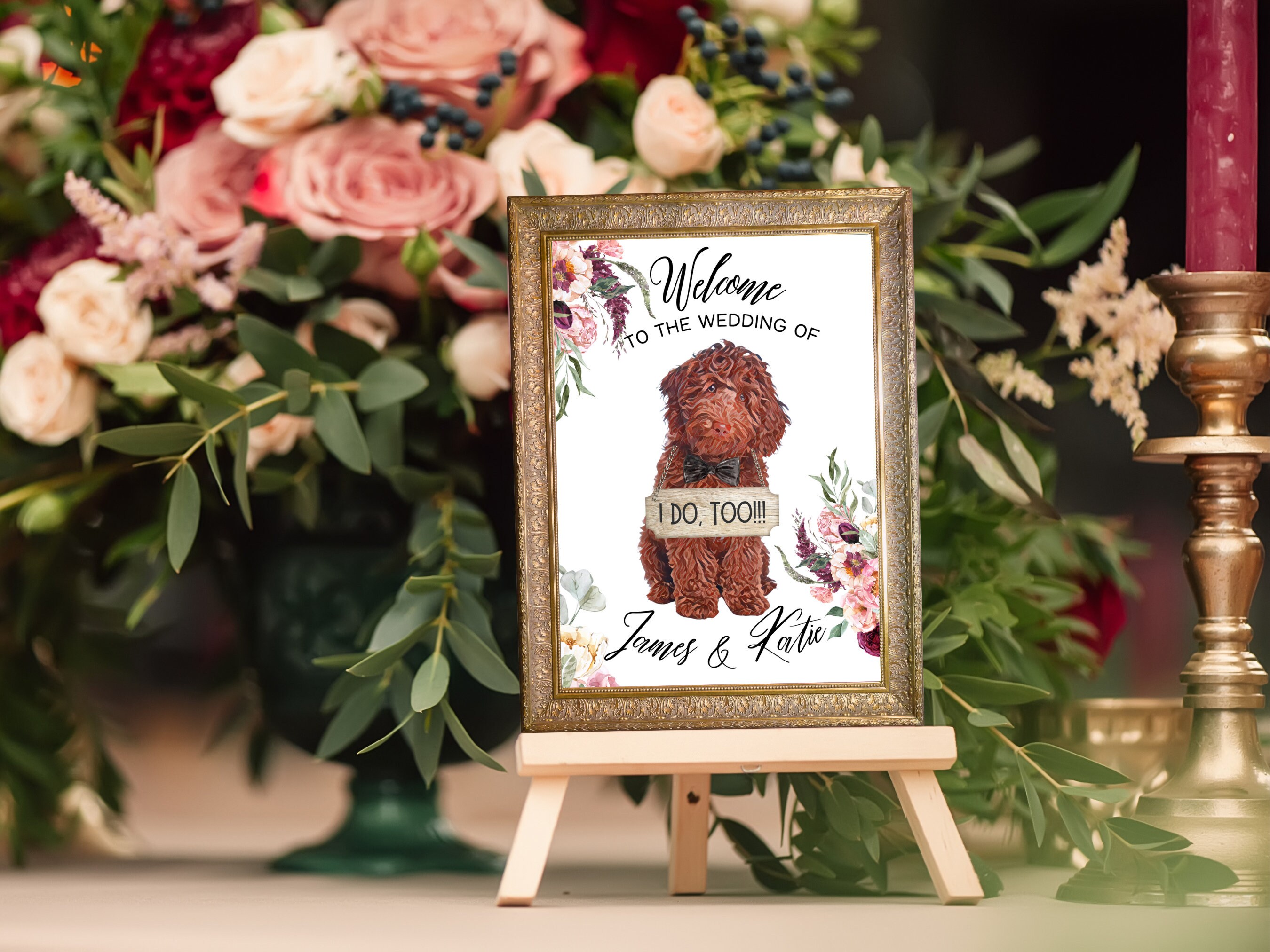 Dog Wedding Sign Wedding Dog Sign A4 Custom Dog Etsy