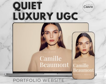 Quiet Luxury UGC Portfolio Canva • Minimalist Media Kit Website • High End Content Creator Toolkit • Editorial Influencer Pitch Deck Site