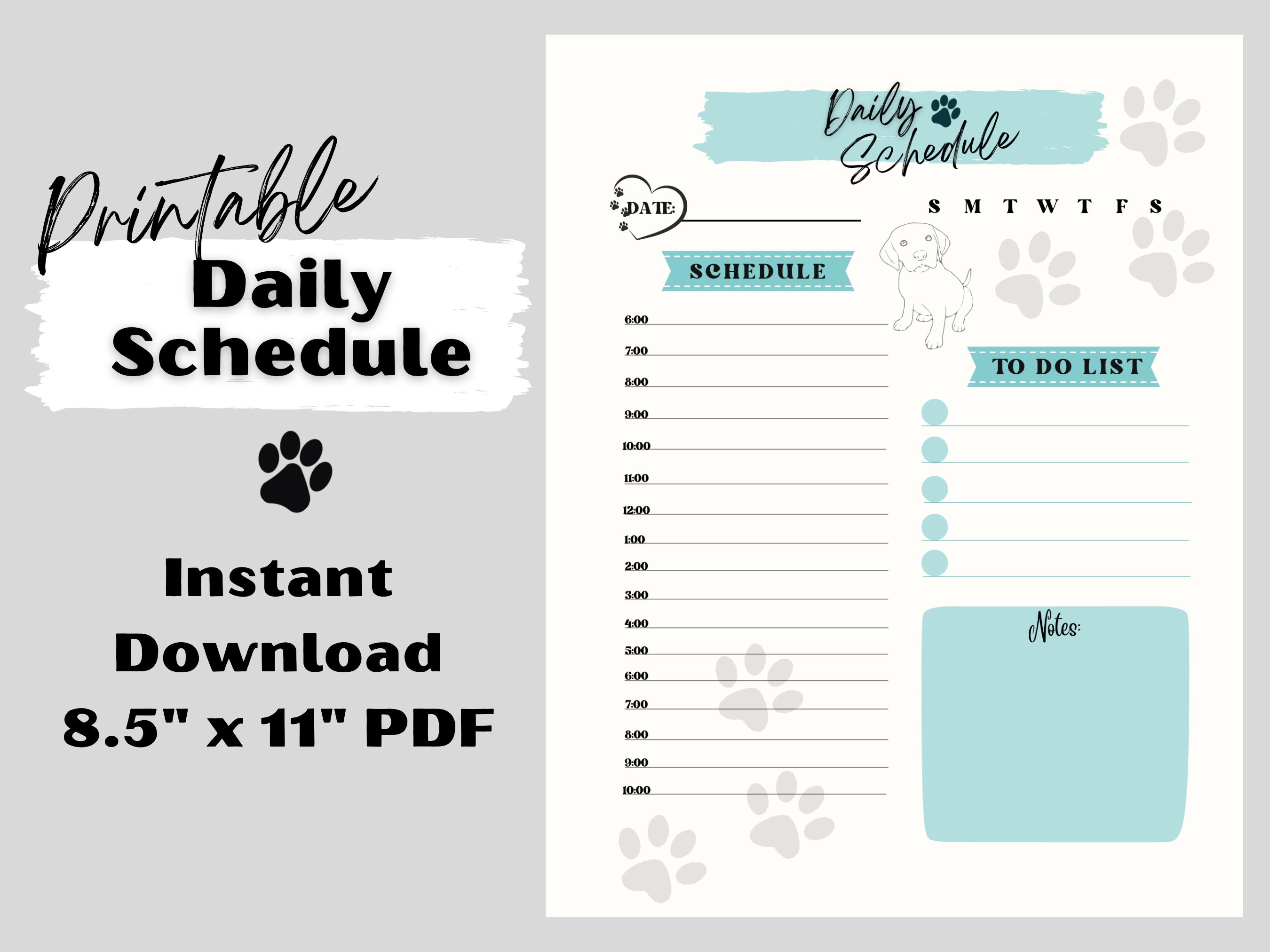 PRINTABLE Daily Schedule Puppy Potty Training Etsy