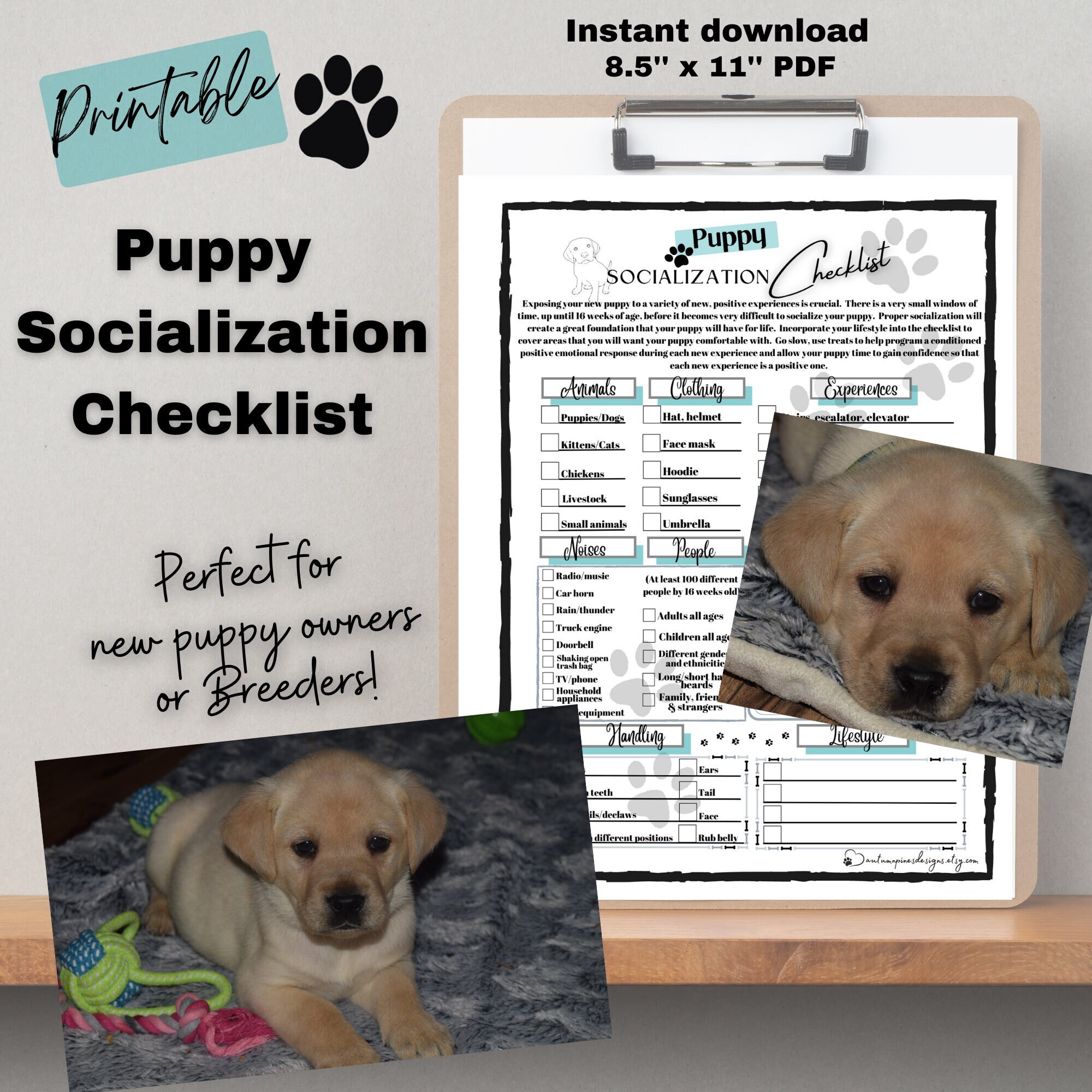 Printable Puppy Socialization Checklist - Etsy