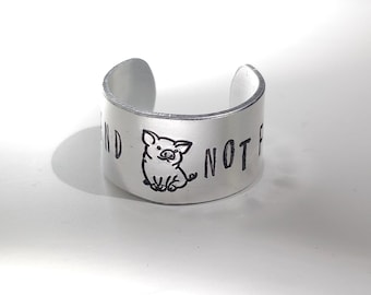 FRIEND NOT FOOD | Anello a fascia inciso a mano, diritti animali, veganismo, attivismo