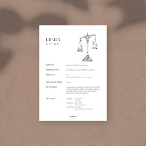 Libra zodiac sign astrology dashboard | Personal Wide size | chic, classy and minimal accessories for your planner
