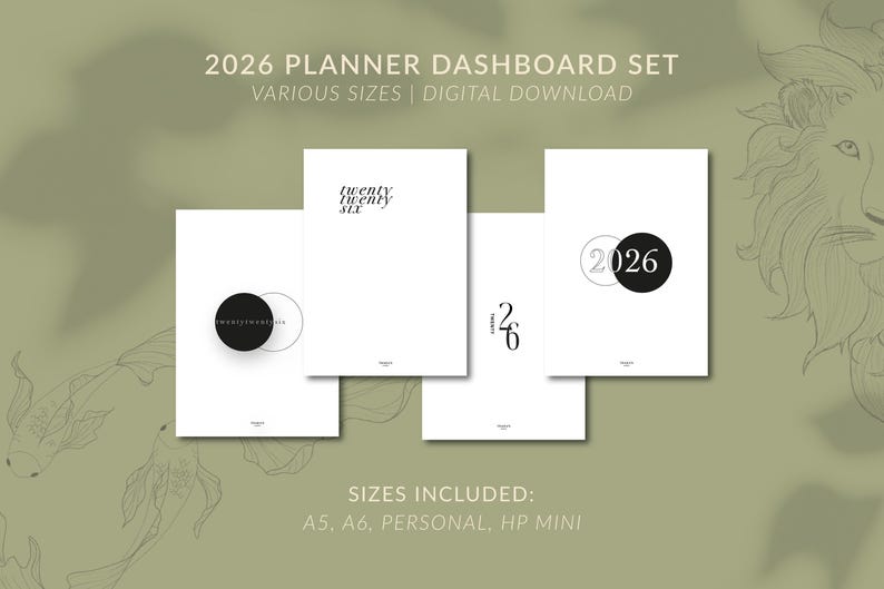 2026 Planner Dashboard Printable PDF in Various Sizes Chic, Classy and ...