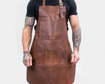 Customize your Apron Real Leather Butcher Apron - Cook Apron - BBQ Apron - Cooking Apron Gift Woodwork Apron A+ Quality