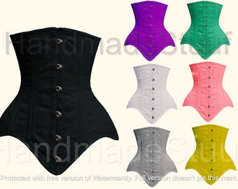 26 Double Steel Boned waist training Long Line Under-bust Cotton Corset