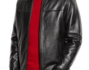 Men's leather Jacket 100% Real Soft Lambskin Leather Man Classic Coat